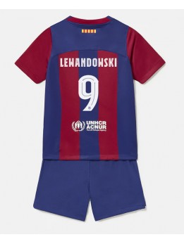Barcelona Robert Lewandowski #9 Dječji Domaci Dres kompleti 2023-24 Kratak Rukavima (+ kratke hlače)